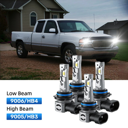 RIMTHIN 9006 Low Beam and 9005 High Beam LED Bulbs Kits Fit for 1999 GMC Sierra 2500