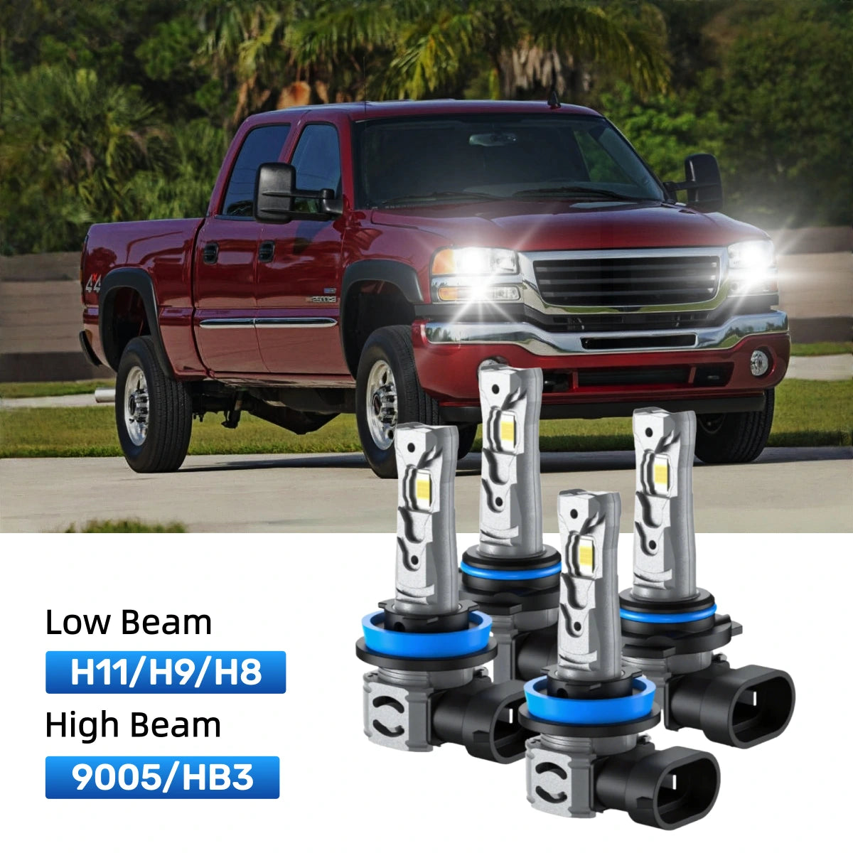 RIMTHIN H11 Low Beam and 9005 High Beam LED Bulbs Kits Fit for 2007 GMC Sierra 2500 HD
