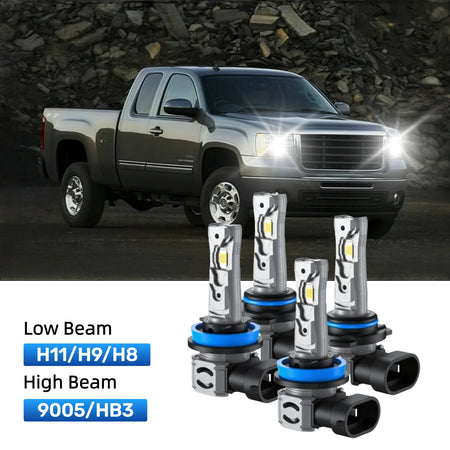 RIMTHIN H11 Low Beam and 9005 High Beam LED Bulbs Kits Fit for 2008-2014 GMC Sierra 2500 HD