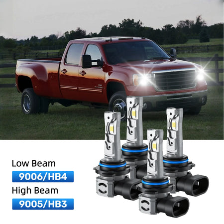 RIMTHIN 9006 Low Beam and 9005 High Beam LED Bulbs Kits Fit for 2007 GMC Sierra 3500 HD