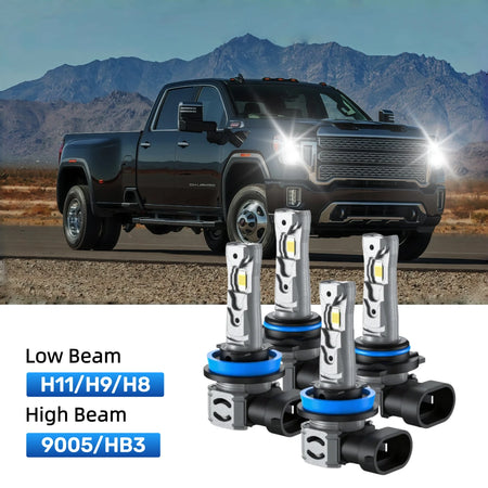 RIMTHIN H11 Low Beam and 9005 High Beam LED Bulbs Kits Fit for 2017-2019 GMC Sierra 3500 HD
