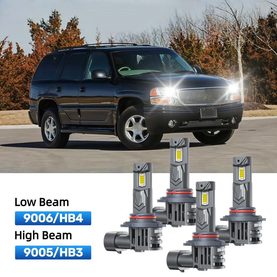Fit for 2000-2006 GMC Yukon 9005 9006 LED Headlight Bulbs | Plug and Play