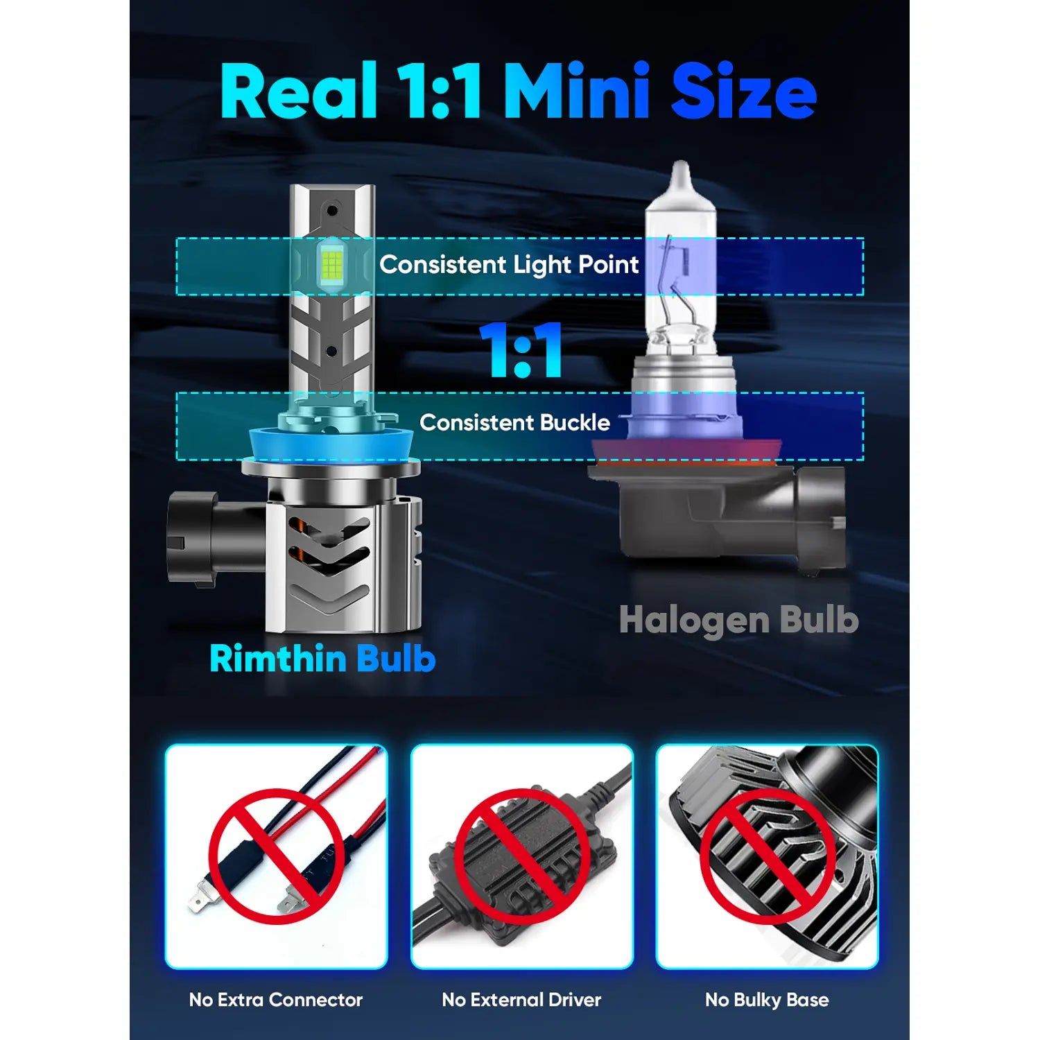 GT2 Series H11 9005 LED Headlight Bulbs with a Perfect Design