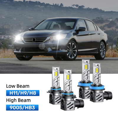 RIMTHIN H11 Low Beam and 9005 High Beam LED Bulbs Kits Fit for 2008-2012 Honda Accord