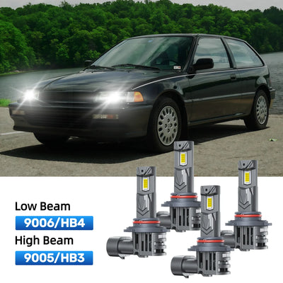 RIMTHIN 9006 Low Beam and 9005 High Beam LED Bulbs Kits Fit for 1988-1991 Honda Civic