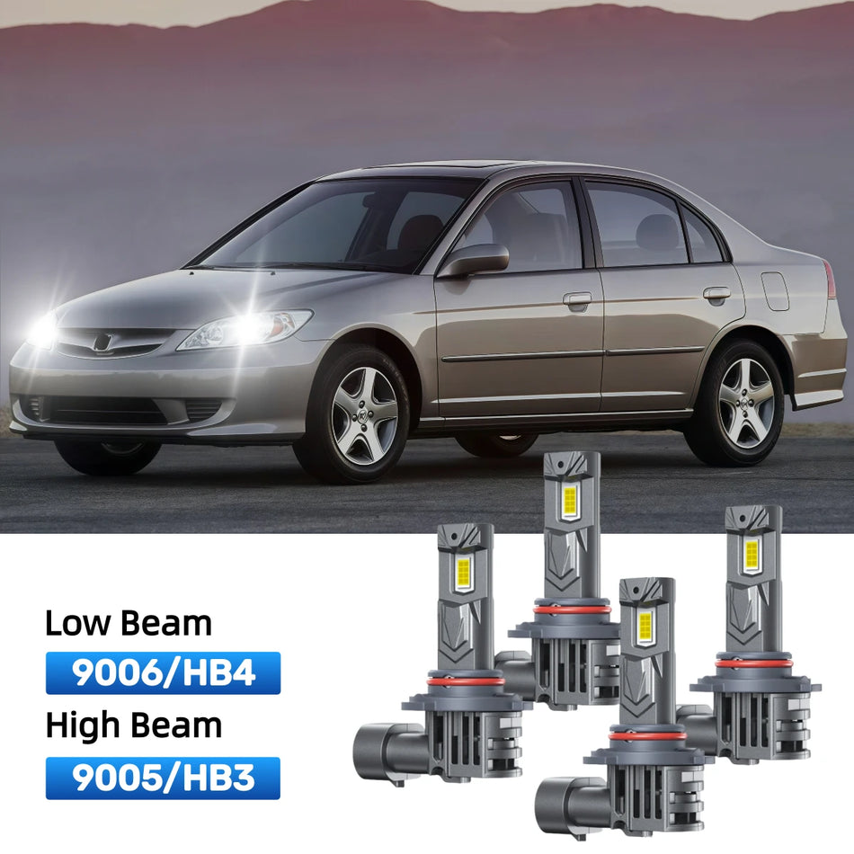Fit for 2004 Honda Civic 9005 9006 LED Headlight Bulbs | Clearer and Safer