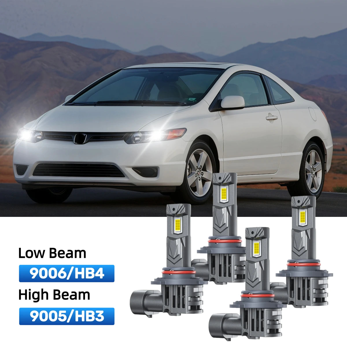 RIMTHIN 9006 Low Beam and 9005 High Beam LED Bulbs Kits Fit for 2005 Honda Civic