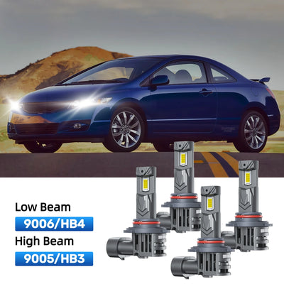 RIMTHIN 9006 Low Beam and 9005 High Beam LED Bulbs Kits Fit for 2006-2008 Honda Civic