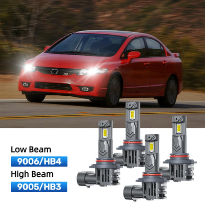 RIMTHIN 9006 Low Beam and 9005 High Beam LED Bulbs Kits Fit for 2009-2011 Honda Civic