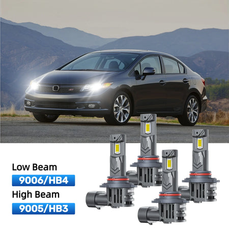 RIMTHIN 9006 Low Beam and 9005 High Beam LED Bulbs Kits Fit for 2012 Honda Civic