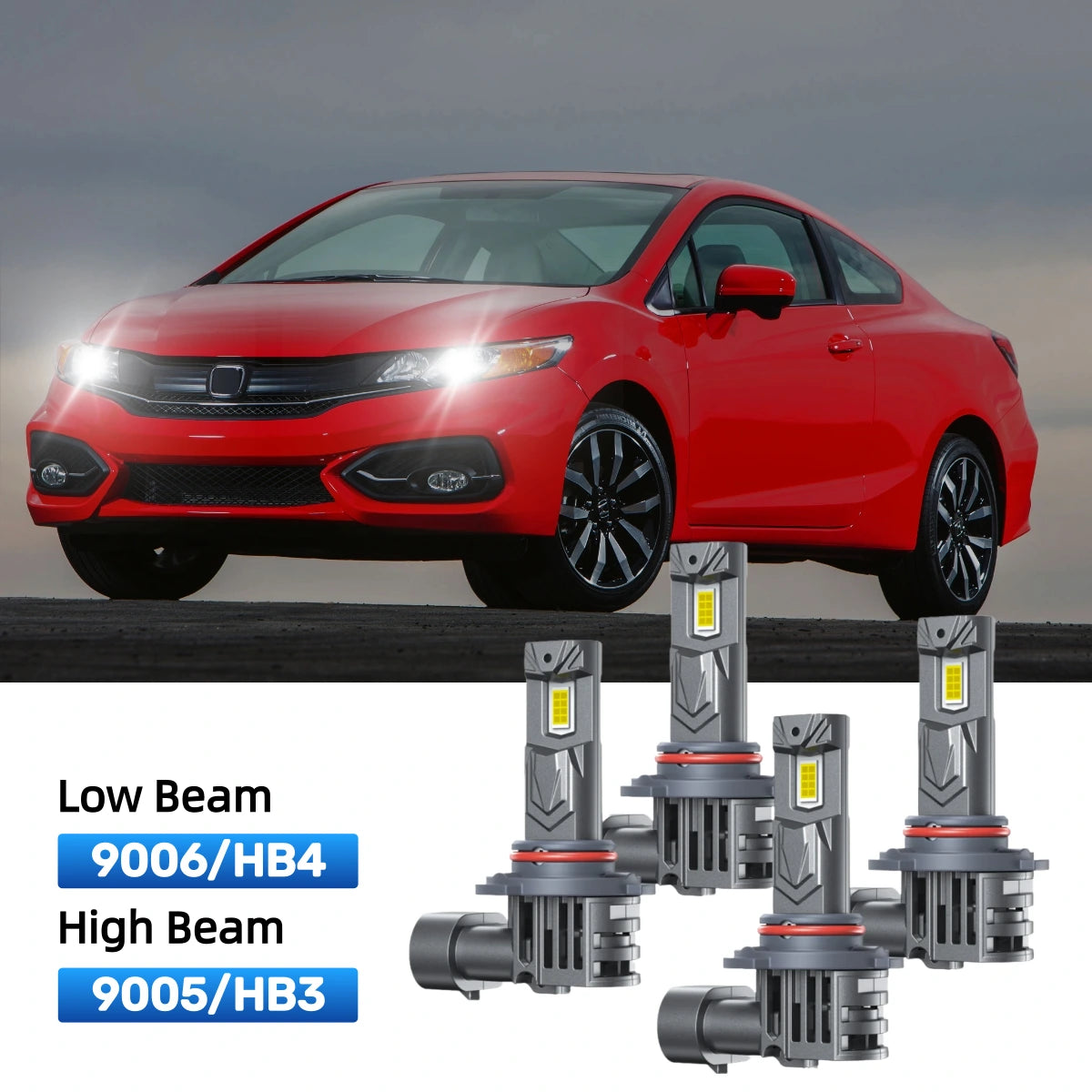 RIMTHIN 9006 Low Beam and 9005 High Beam LED Bulbs Kits Fit for 2014-2015 Honda Civic