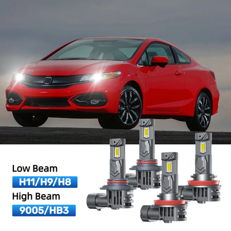 RIMTHIN H11 Low Beam and 9005 High Beam LED Bulbs Kits Fit for 2014-2015 Honda Civic