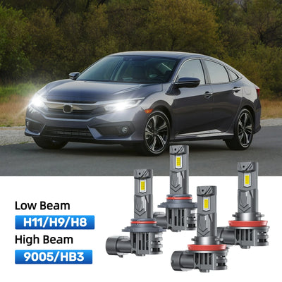 RIMTHIN H11 Low Beam and 9005 High Beam LED Bulbs Kits Fit for 2016-2020 Honda Civic