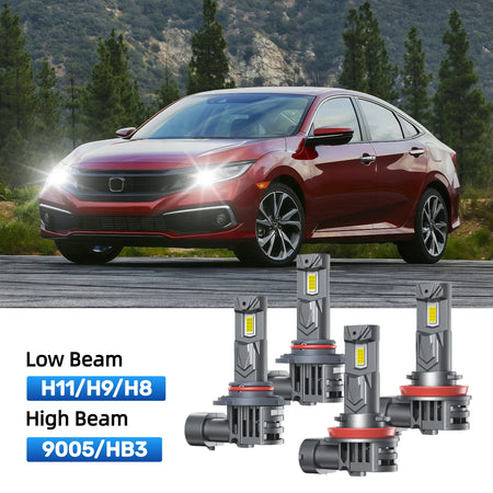 RIMTHIN H11 Low Beam and 9005 High Beam LED Bulbs Kits Fit for 2021 Honda Civic