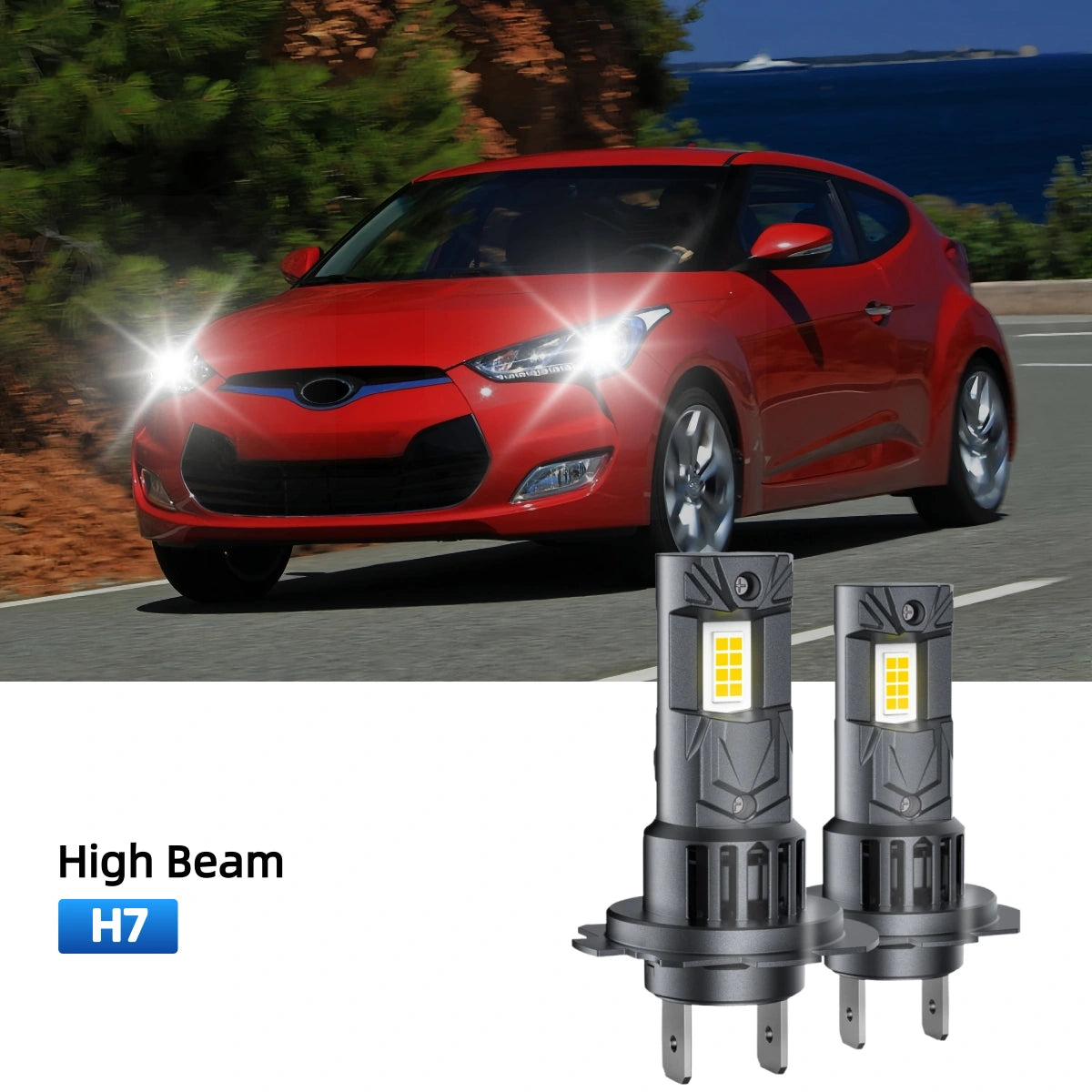 RIMTHIN H7 LED High Beam Bulbs Fit for 2012 Hyundai Veloster 