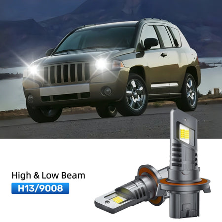 RIMTHIN H13 LED High & Low Beam Bulbs Fit for 2007-2010 Jeep Compass