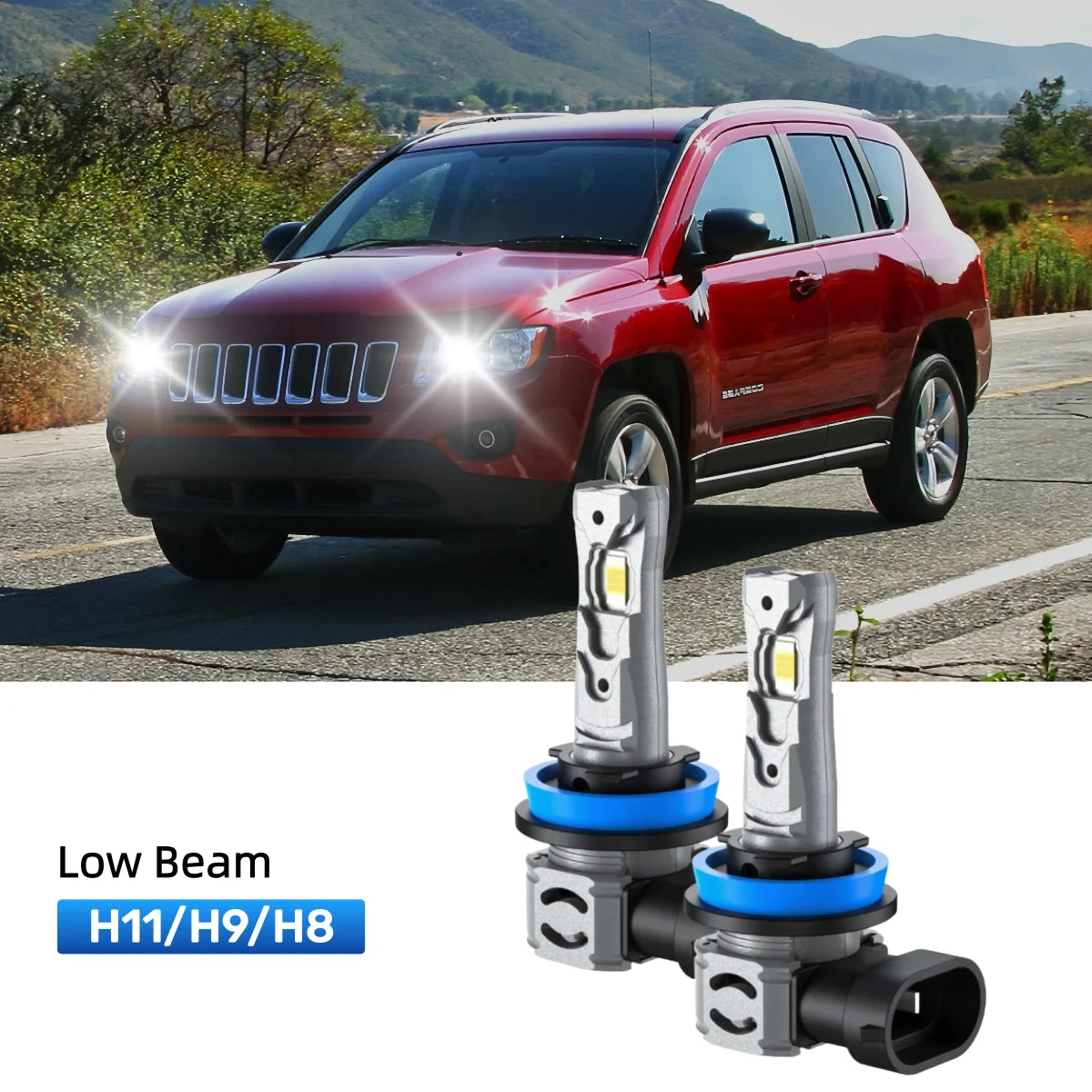 RIMTHIN H11 LED Low Beam Bulbs Fit for 2011-2013 Jeep Compass