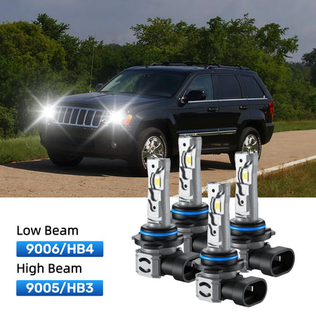 RIMTHIN 9006 Low Beam and 9005 High Beam LED Bulbs Kits Fit for 2005-2010 Jeep Grand Cherokee
