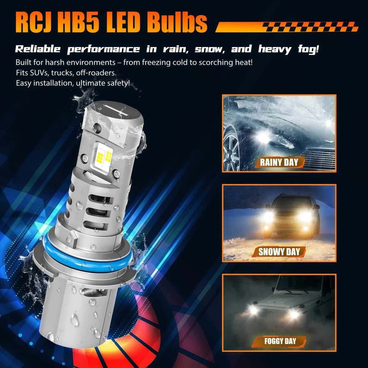 M1 Series 9007 Headlight Bulbs are Suitable for All Weather