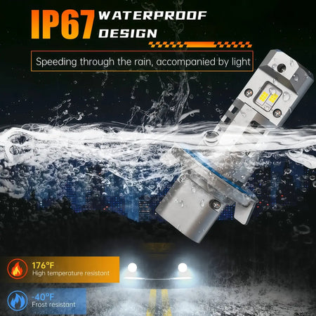 M1 Series H13 Headlight Bulbs have an IP67 Waterproof Rating