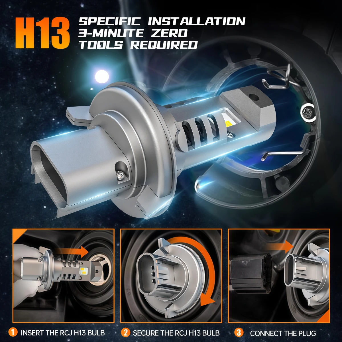 M1 Series H13 LED Headlight Bulbs Easy Installation
