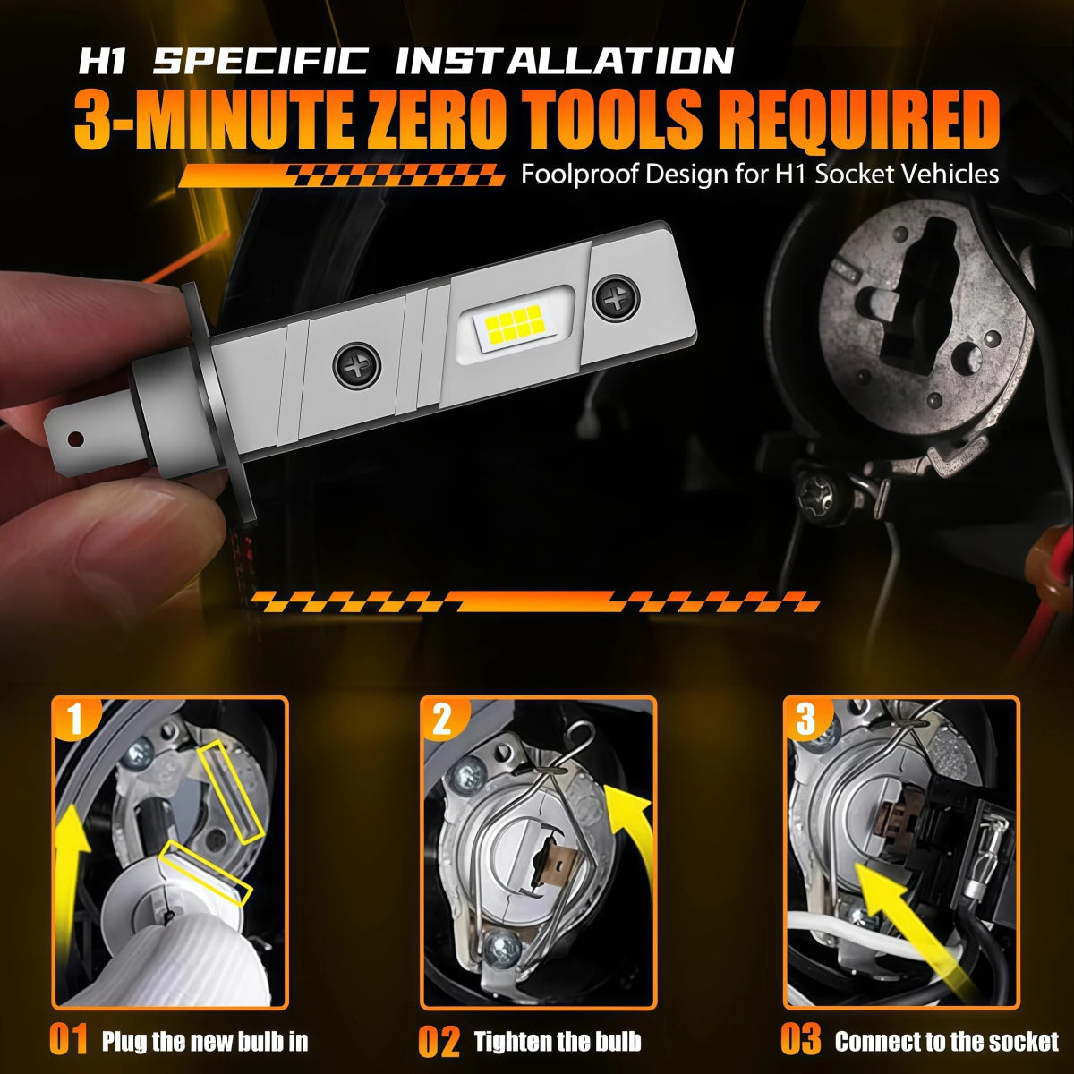 M1 Series H1 LED Headlight Bulbs Easy Installation