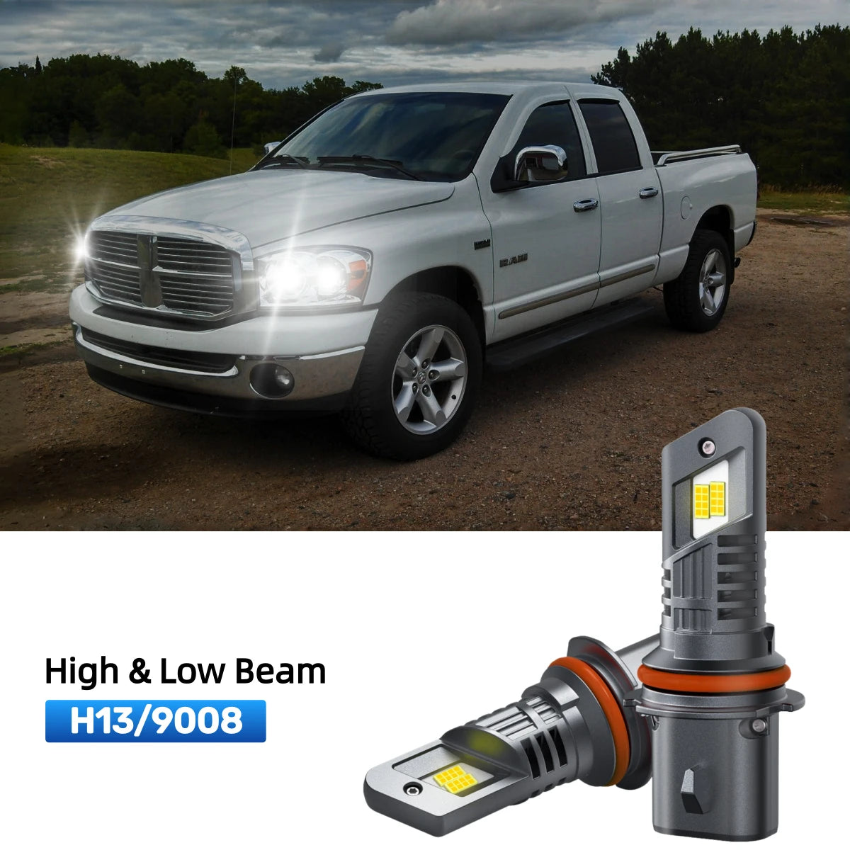 RIMTHIN H13 LED High & Low Beam Bulbs Fit for 2006-2008 Dodge Ram 1500