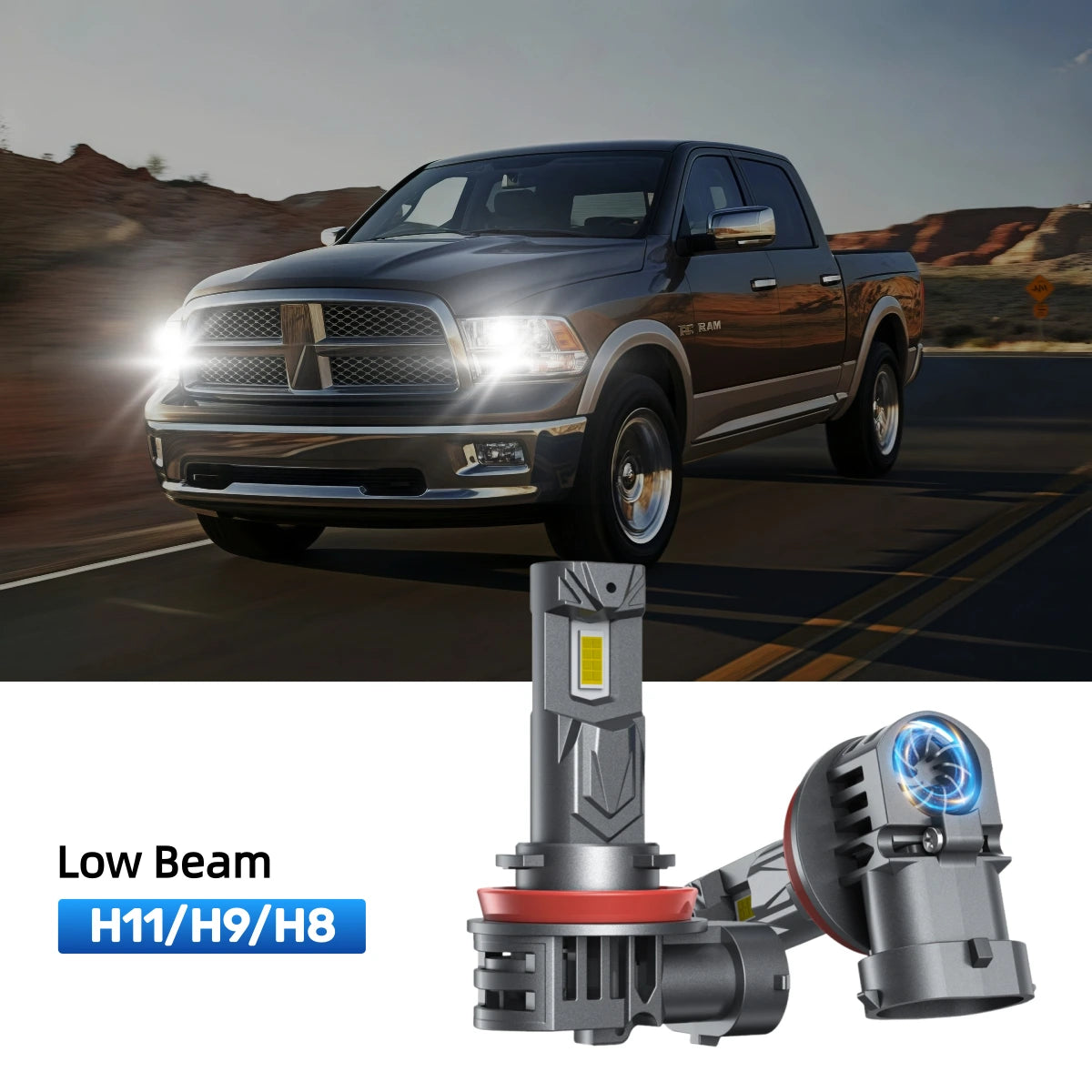 RIMTHIN H11 LED Low Beam Bulbs Fit for 2009 Dodge Ram 1500