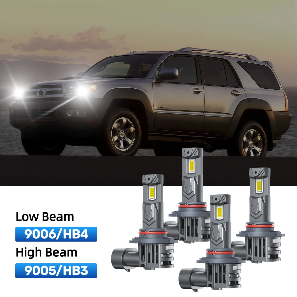 RIMTHIN 9006 Low Beam and 9005 High Beam LED Bulbs Kits Fit for 2003-2005 Toyota 4Runner