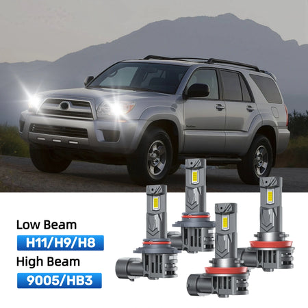 RIMTHIN H11 Low Beam and 9005 High Beam LED Bulbs Kits Fit for 2006-2009 Toyota 4Runner