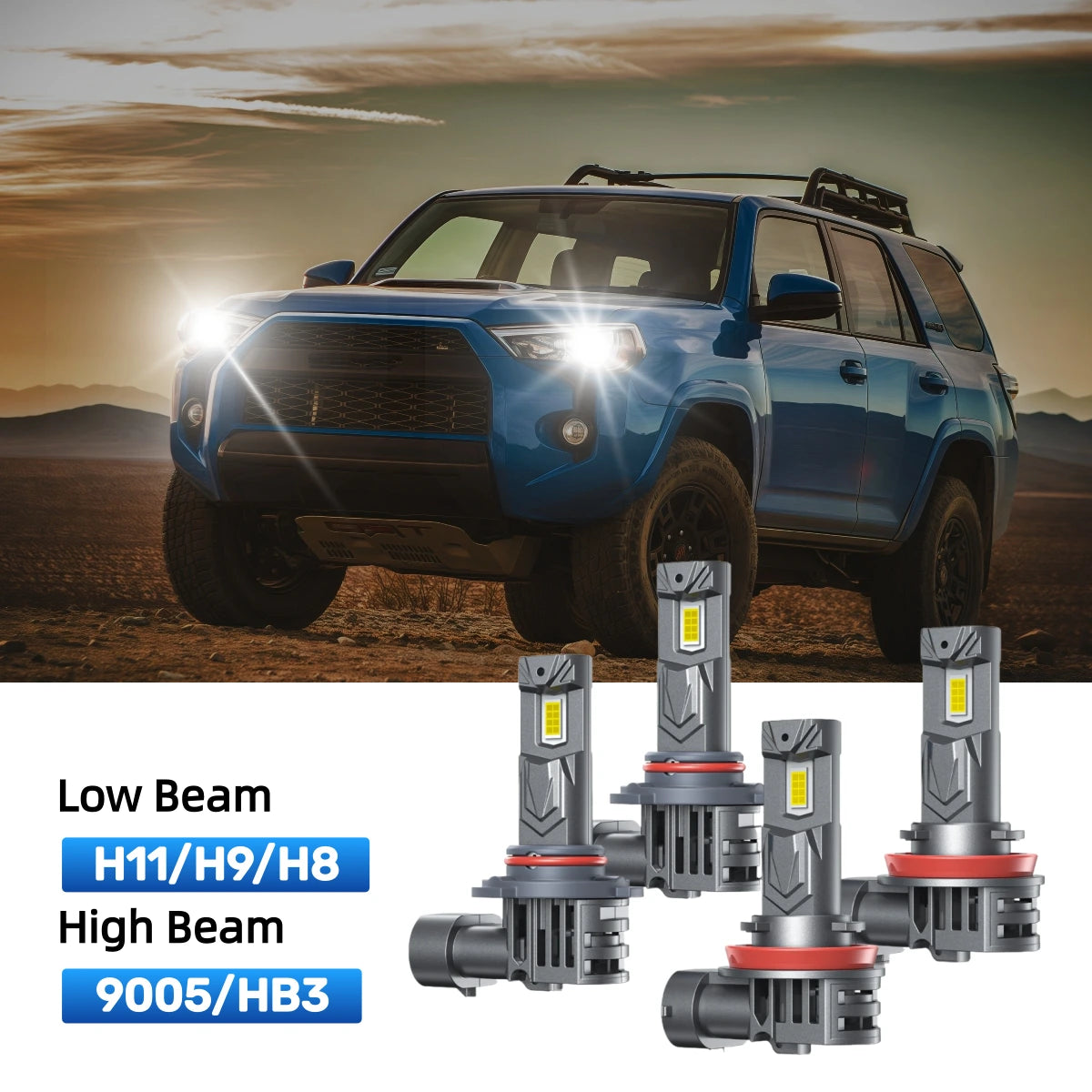 RIMTHIN H11 Low Beam and 9005 High Beam LED Bulbs Kits Fit for 2014-2020 Toyota 4Runner