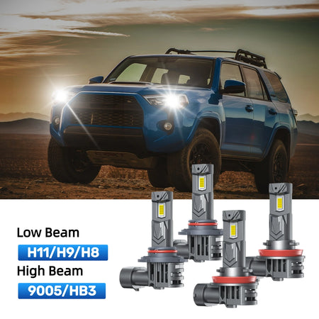 RIMTHIN H11 Low Beam and 9005 High Beam LED Bulbs Kits Fit for 2014-2020 Toyota 4Runner