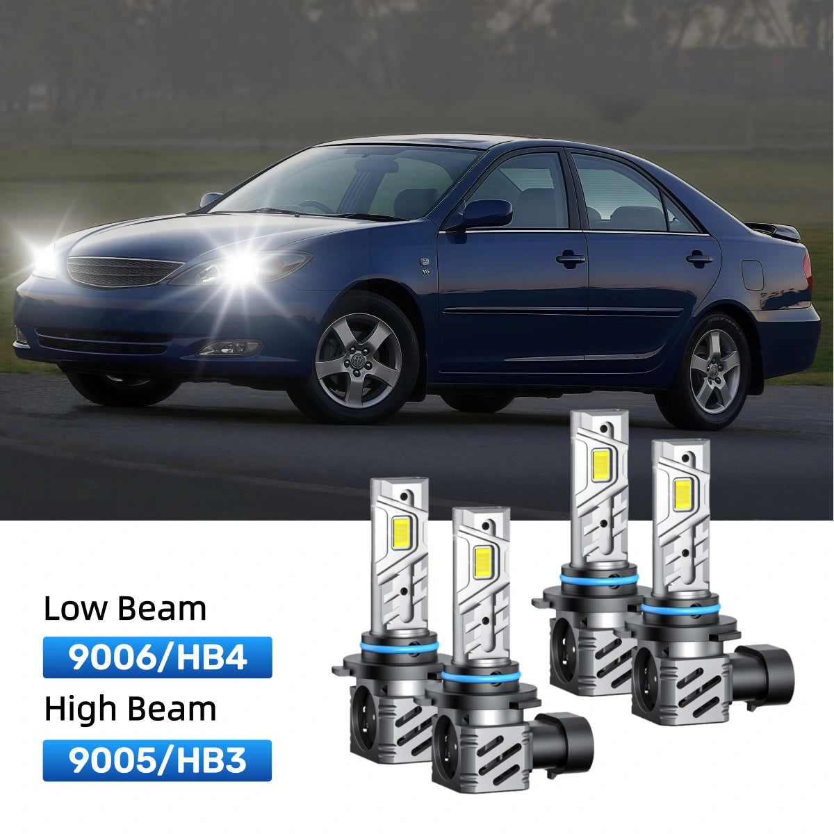 RIMTHIN 9006 Low Beam and 9005 High Beam LED Bulbs Kits Fit for 2000-2001 Toyota Camry