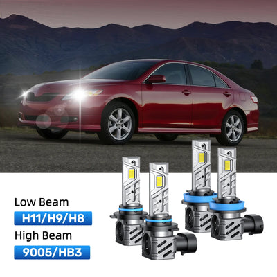 RIMTHIN H11 Low Beam and 9005 High Beam LED Bulbs Kits Fit for 2007-2008 Toyota Camry