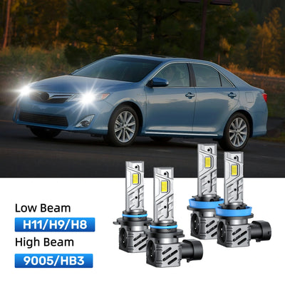 RIMTHIN H11 Low Beam and 9005 High Beam LED Bulbs Kits Fit for 2010-2011 Toyota Camry