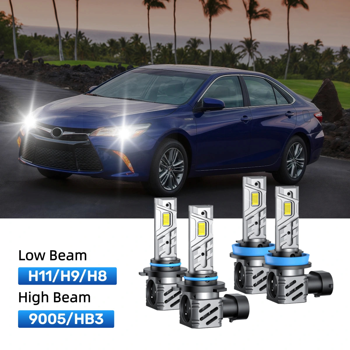 RIMTHIN H11 Low Beam and 9005 High Beam LED Bulbs Kits Fit for 2012-2014 Toyota Camry