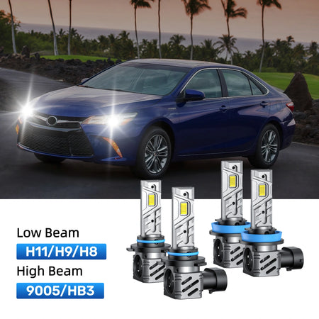 RIMTHIN H11 Low Beam and 9005 High Beam LED Bulbs Kits Fit for 2012-2014 Toyota Camry