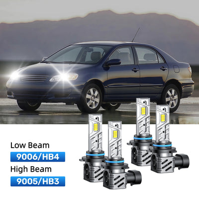 RIMTHIN 9006 Low Beam and 9005 High Beam LED Bulbs Kits Fit for 2001-2004 Toyota Corolla