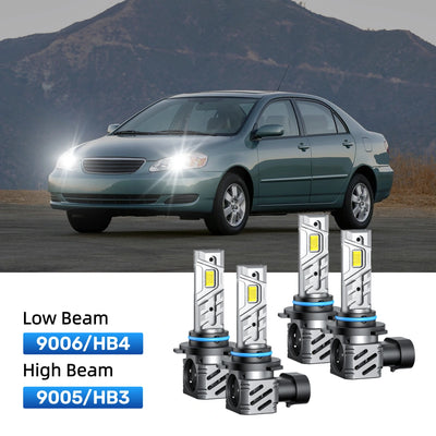 RIMTHIN 9006 Low Beam and 9005 High Beam LED Bulbs Kits Fit for 2005-2008 Toyota Corolla