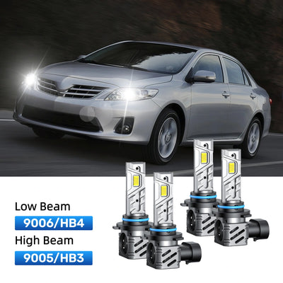 RIMTHIN 9006 Low Beam and 9005 High Beam LED Bulbs Kits Fit for 2009-2013 Toyota Corolla
