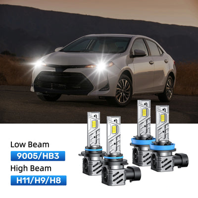 RIMTHIN H11 Low Beam and 9005 High Beam LED Bulbs Kits Fit for 2017 Toyota Corolla