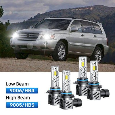RIMTHIN 9006 Low Beam and 9005 High Beam LED Bulbs Kits Fit for 2006-2007 Toyota Highlander