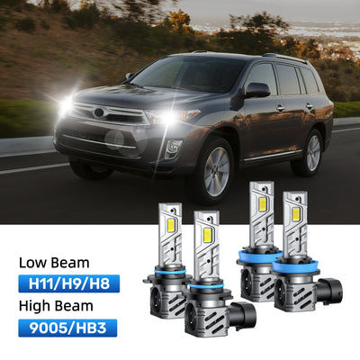 RIMTHIN H11 Low Beam and 9005 High Beam LED Bulbs Kits Fit for 2011-2013 Toyota Highlander