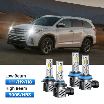 RIMTHIN H11 Low Beam and 9005 High Beam LED Bulbs Kits Fit for 2014-2019 Toyota Highlander