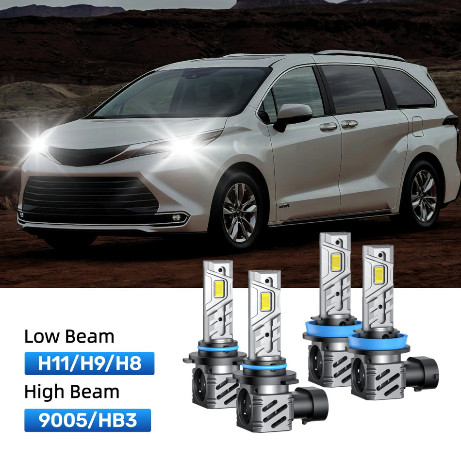 Fit for 2019-2020 Toyota Sienna H11 9005 LED Headlight Bulbs | Clearer and Safer