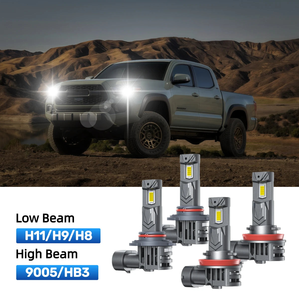RIMTHIN H11 Low Beam and 9005 High Beam LED Bulbs Kits Fit for 2021-2023 Toyota Tacoma