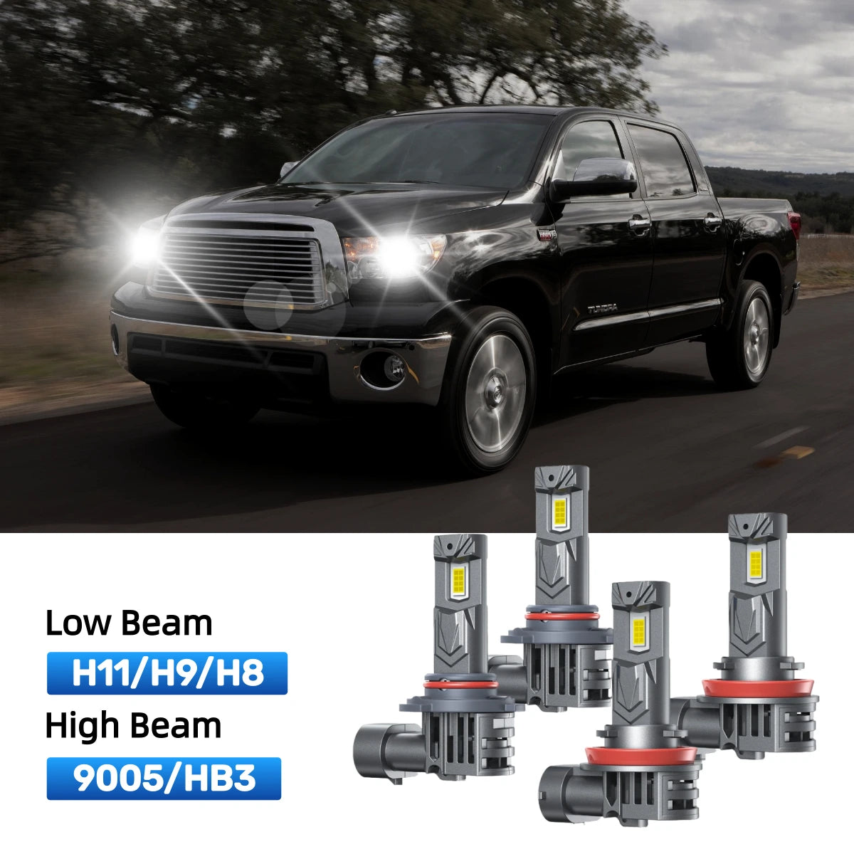 RIMTHIN H11 Low Beam and 9005 High Beam LED Bulbs Kits Fit for 2007-2013 Toyota Tundra