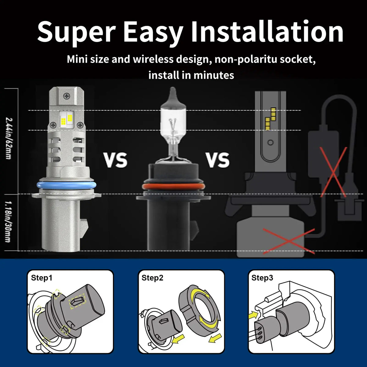 XM1 9004 LED Bulbs for Easy Installation