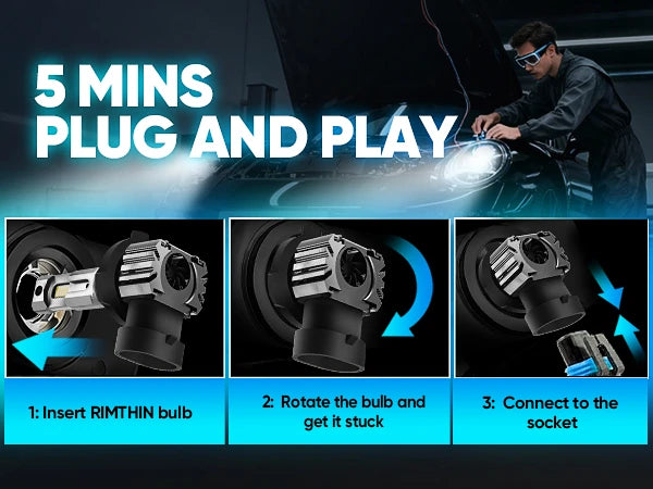 XM1 9012 LED Headlight Bulbs for Easy Installation