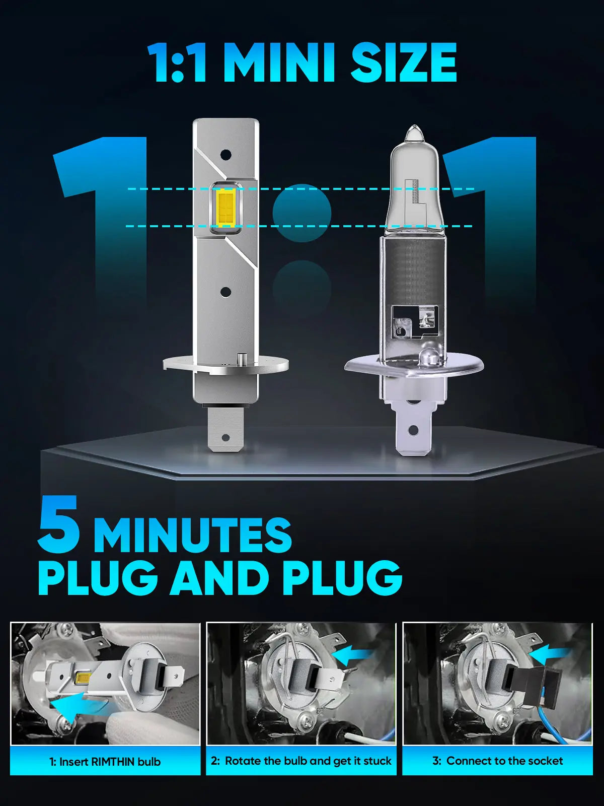 XM1 H1 LED Bulbs for Easy Installation